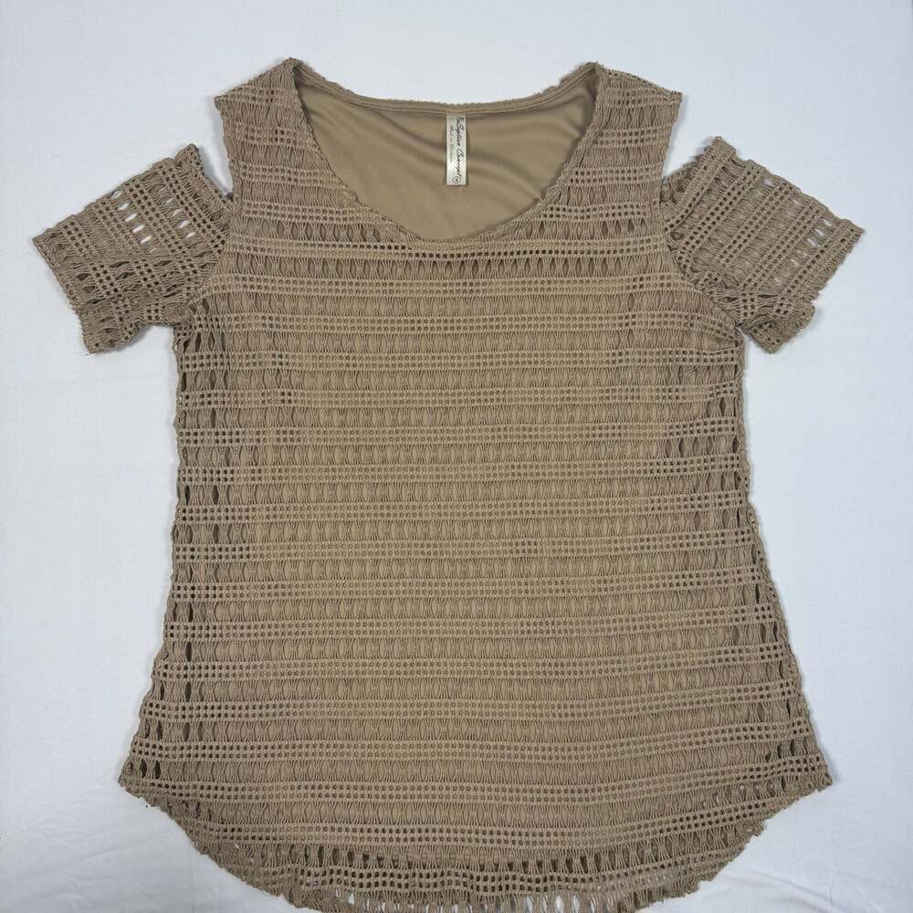 PerSeption Concept Crochet Cold Shoulder Top Blouse Size Small - Picture 2 of 5